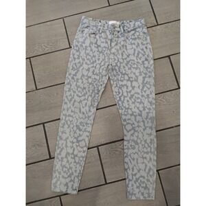 Current/Elliott High Waist Stiletto Jeans‎ Inky Leopard Blue White Skinny 25 NEW